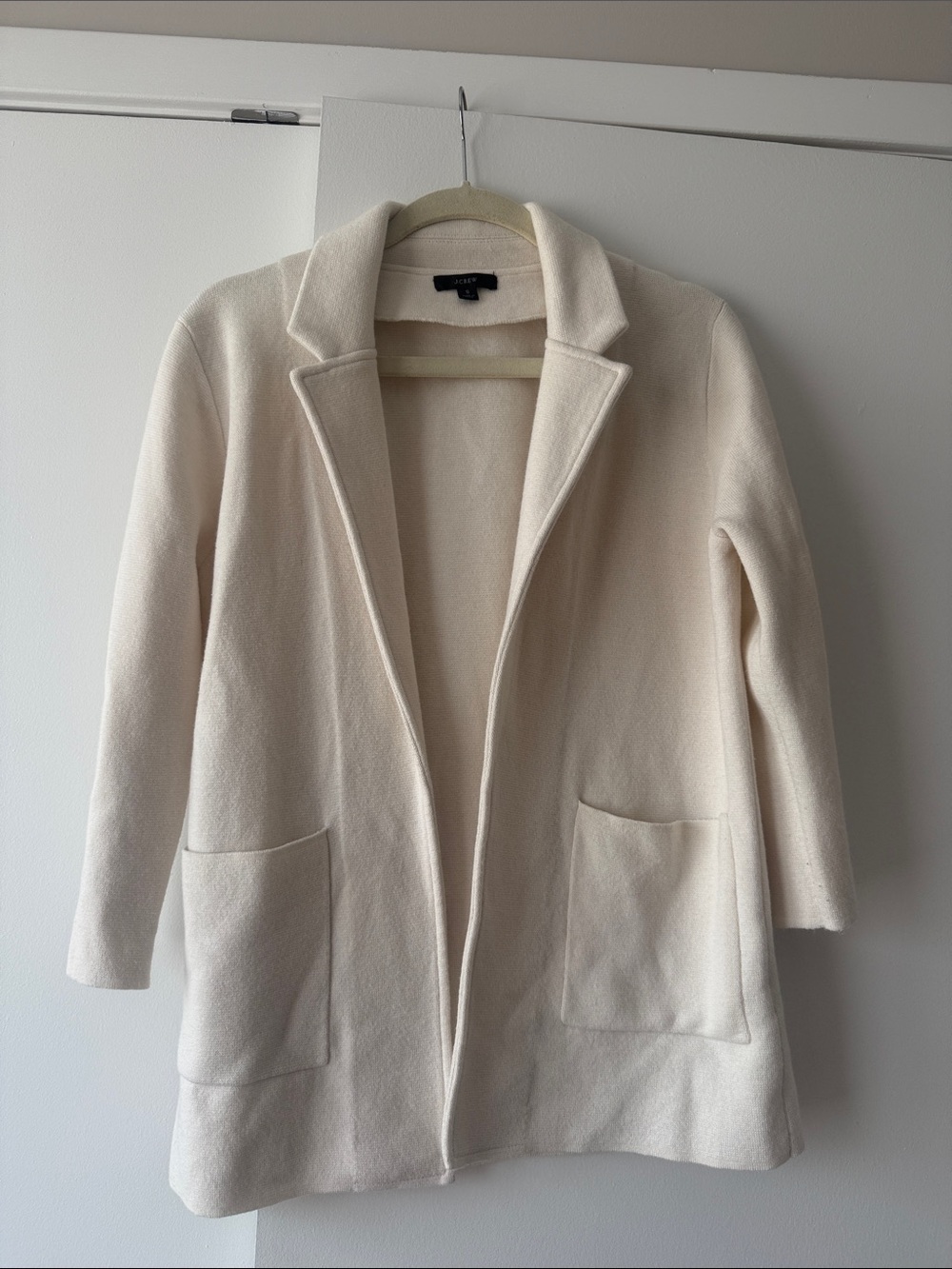 J. Crew Cream Open-Front Coatigan Blazer